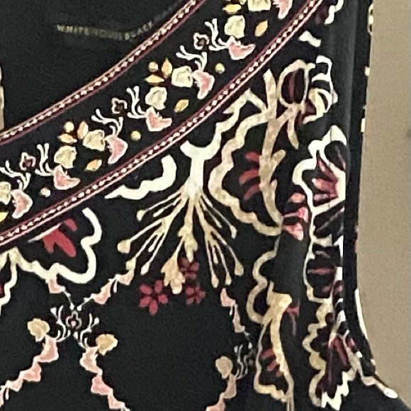 White House Black Market Plus Embroidered V-Neck Flounce-Hem Knit Sheath Dress - Picture 8 of 10